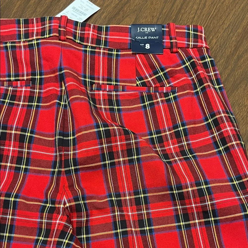 J Crew red plaid Kallie pants, size 8, NWT‎